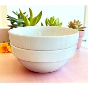 Crate & Barrel White Porcelain Soup Bowls – Set of 2, Modern Minimalist Design